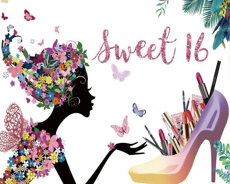 Happy Birthday Backdrop Sweet 16 Backdrops Cake Table Banner Party Decor Shining Background Vinyl Backgrounds Photo Booth Shoot Studio Props