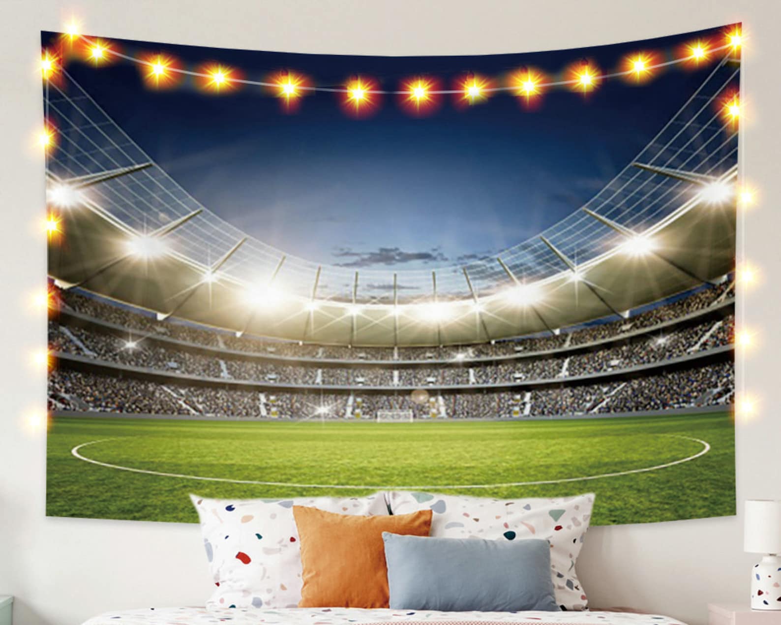 Football Match Field Tapestry Football Stadium Tapestry Soccer Etsy