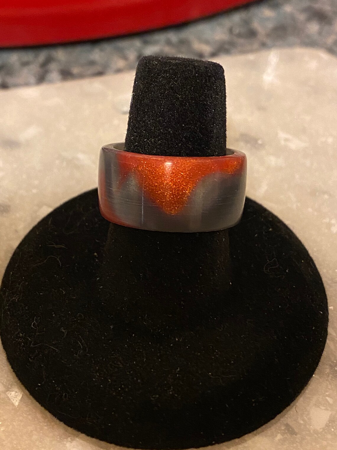 Handmade Bowling Ball Rings Red Gray Etsy