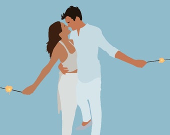 Couple Digital Illustration - Perfect for Valentines Day!