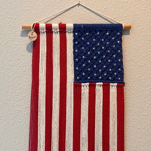 Macrame USA Flag | Wall Décor | Front Door Hanger | American Flag Macramé Wall Hanging| Patriotic USA Flag|  American Boho Style