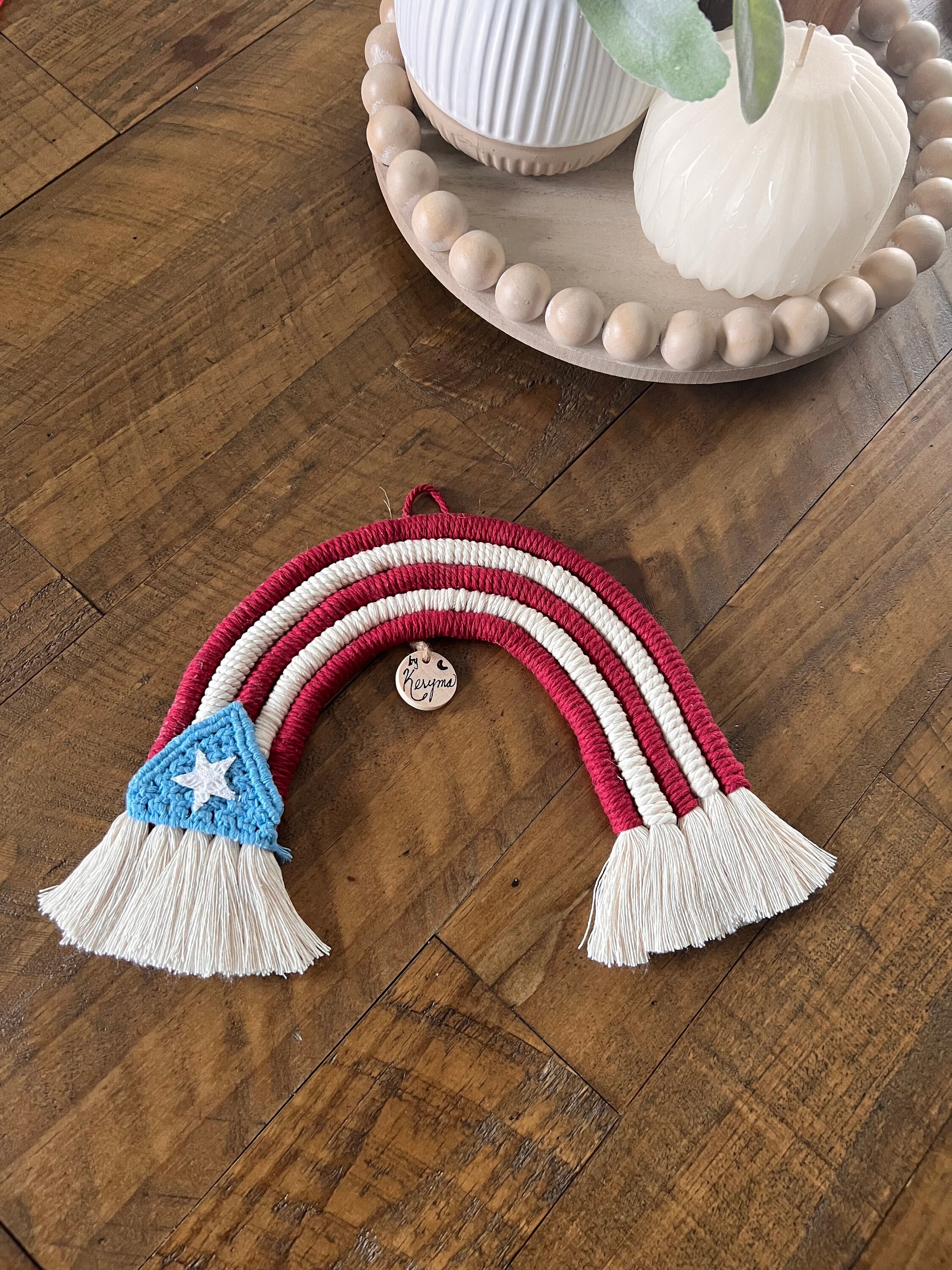 Puerto Rico Macrame Rainbow Car Hanging Decor