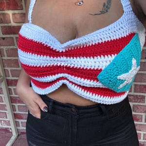 Puerto Rico Flag Crochet Crop Top | Boricua Pride Outfit | Handmade Puerto Rico Crochet Top| Bad Bunny Inspired Top