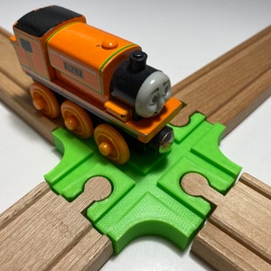 Small 4 way crossing/intersection for wooden train track, compatible with, IKEA, Brio, Bigjigs and more.