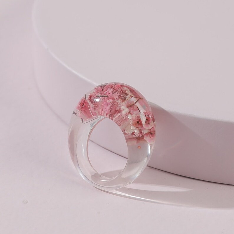 Colorful Rings Gift for her Everyday Rings Transparent Acrylic Resin Dried Flower Ring Fashion Ring Acrylic Ring Minimalist Ring