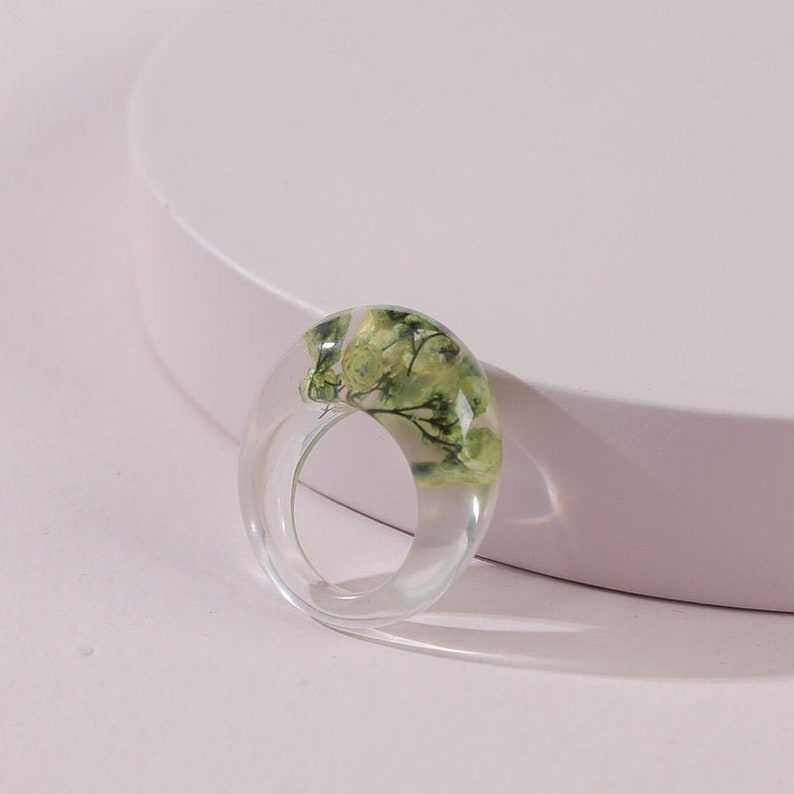 Colorful Rings Gift for her Everyday Rings Transparent Acrylic Resin Dried Flower Ring Fashion Ring Acrylic Ring Minimalist Ring
