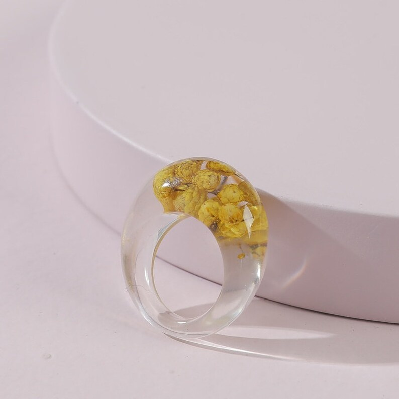 Colorful Rings Gift for her Everyday Rings Transparent Acrylic Resin Dried Flower Ring Fashion Ring Acrylic Ring Minimalist Ring