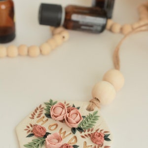 Car Oil Diffuser, Floral Clay, Clay Car Hanging, Car Hanging, Car Decor, Mirror hanging, Air Freshener, Essential Oil Diffuser, Car Diffuser