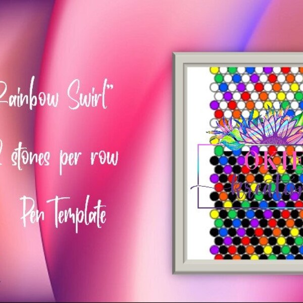 Pens - Rainbow Swirl - light/dark (12 stones/row) honeycomb bling template