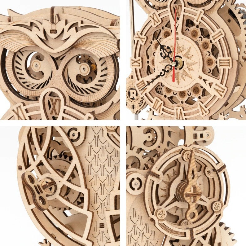 Assemble Owl Winder Clock Kits Toy Gift Creative DIY 3D Wooden Etsy