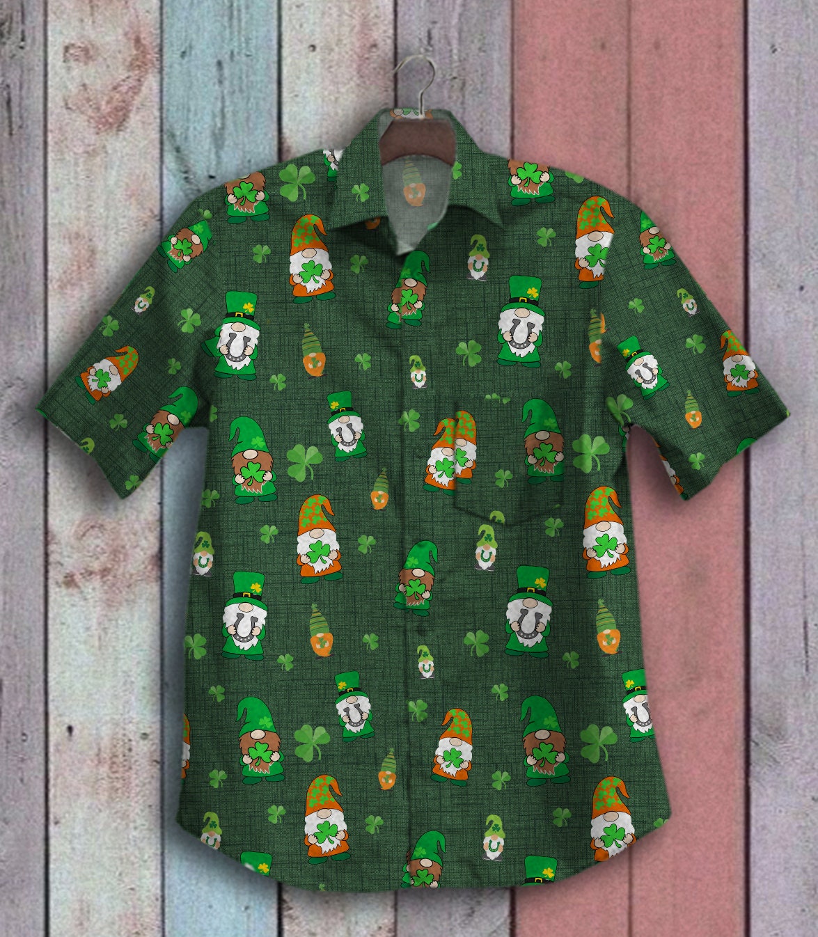 Irish Gnome Hawaiian Shirt/ St. Patrick Day Hawaiian Shirt/ | Etsy