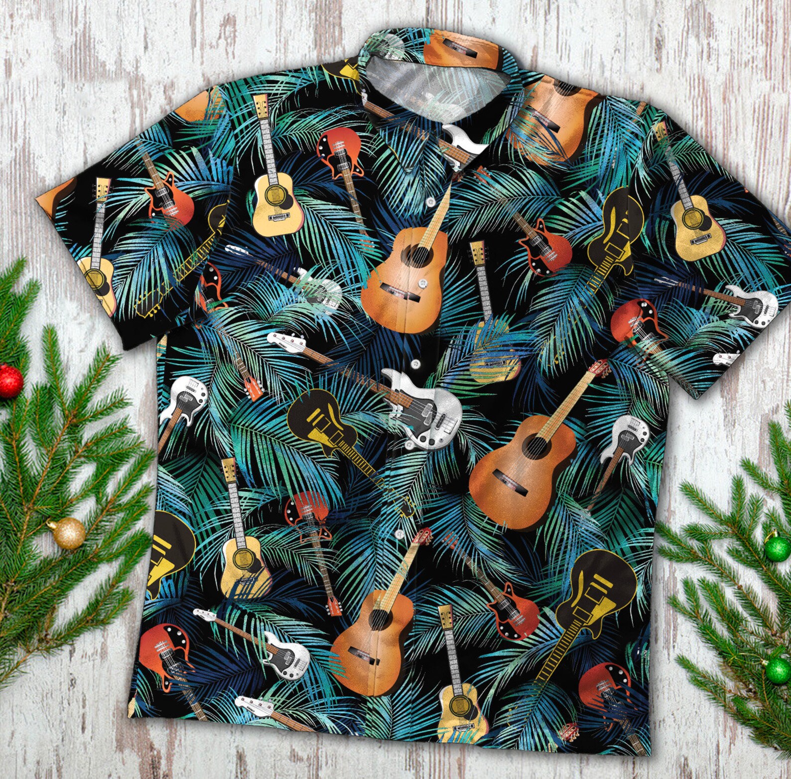 Guitar Men Hawaiian Shirt/ Guitar Beach Shirt/Guitar Button Up | Etsy