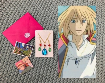 Howl’s Moving Castle Necklace & Earrings Set - Studio Ghibli - Jewellery/Stickers/Cosplay/Anime/Howl Jenkins Pendragon/Gift Wrapped