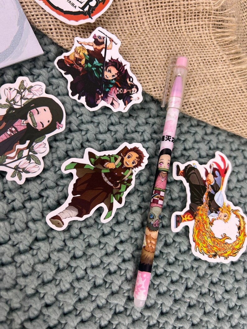 Demon Slayer Stationery Bundle Stickers, Memo Pad & Pen Stationery/Sticky Notes/Pens/Anime Post-its image 2