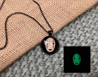Glow in the Dark ‘No Face’ Pendant - Spirited Away/Studio Ghibli Necklace - Anime/Kawaii/Koanashi
