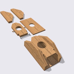 May include: A wooden birdhouse kit with six pieces, including the base, roof, and sides. The kit is made of unfinished wood and requires assembly.