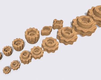 Lima digital para perillas de madera con forma de estrella. Herramienta de taller. Plantilla de taller.