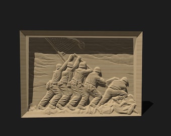 Iwo Jima Flag Raising STL File – CNC and 3D Printing (Digital Download)
