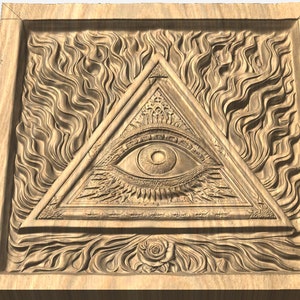 12 3D CNC STL File with PNG Images - All-Seeing Eye Masonic Square and Compasses Design Digital Download