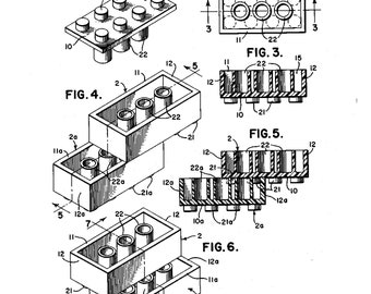 Toy Brick Patent Art, Laser Engraving PNG, 3D Illusion (Digital Download)