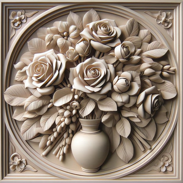 Rose Vase 3d Wall Decor - Etsy