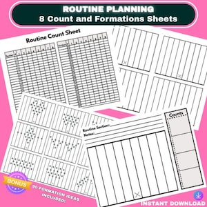 Cheer routine planner- 8 count and formation sheets