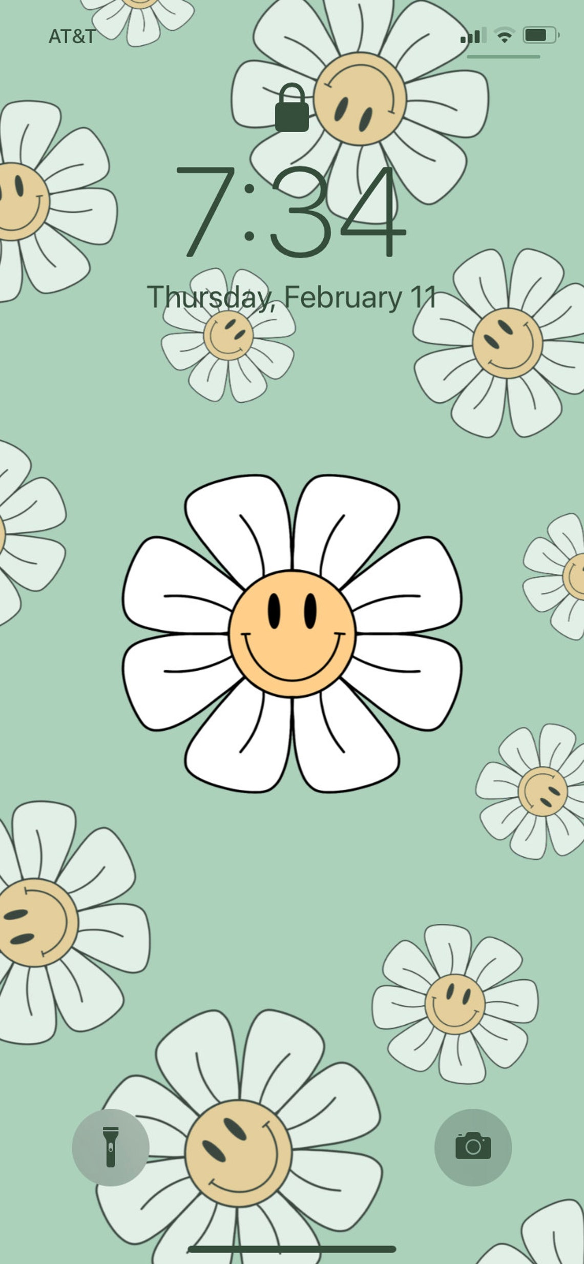 Retro Preppy Smiley Face Flower Phone Wallpaper Background Digital