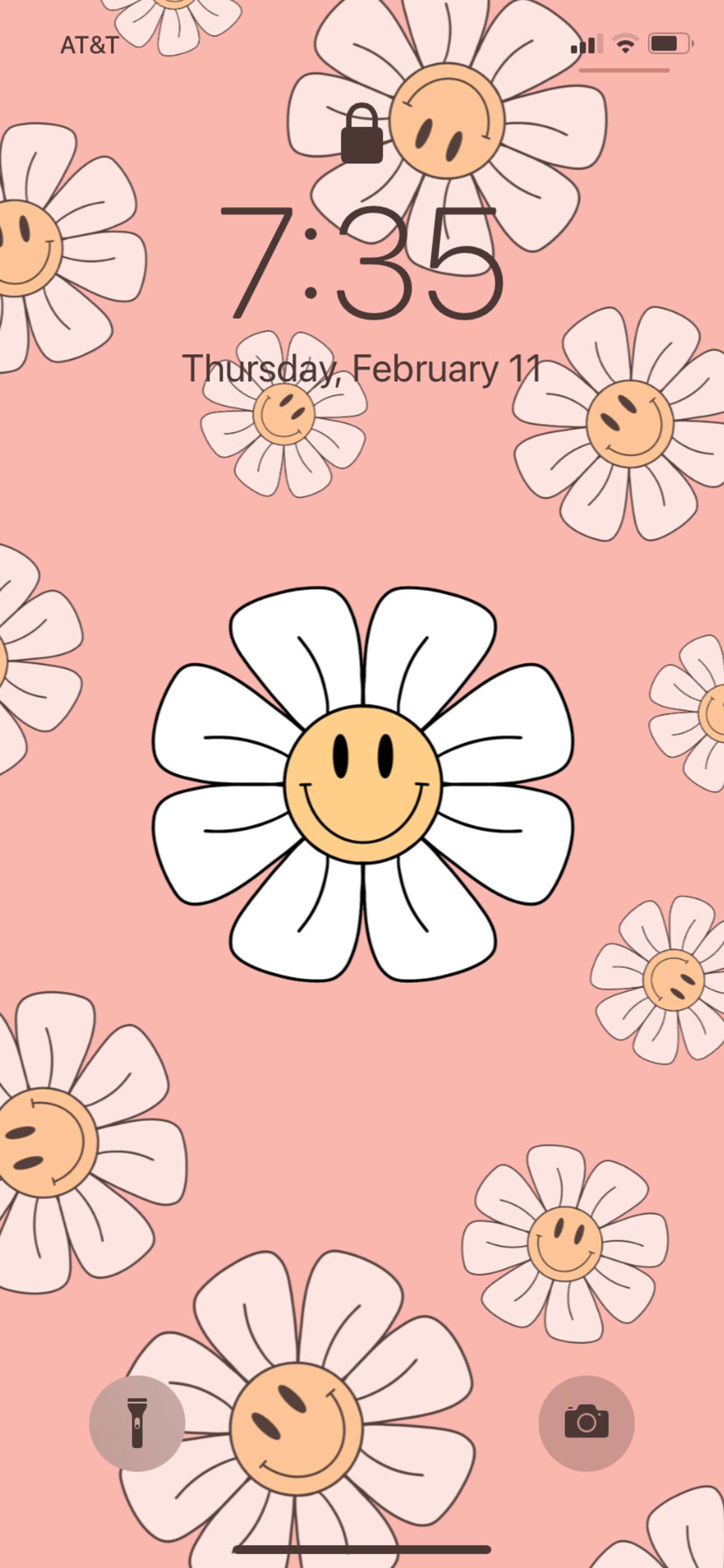 Retro Preppy Smiley Face Flower Phone Wallpaper Background Digital