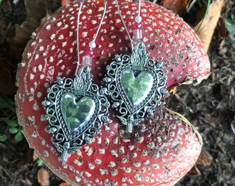 Ex Voto Mexican Heart Earrings, Day of the Dead Jewelry