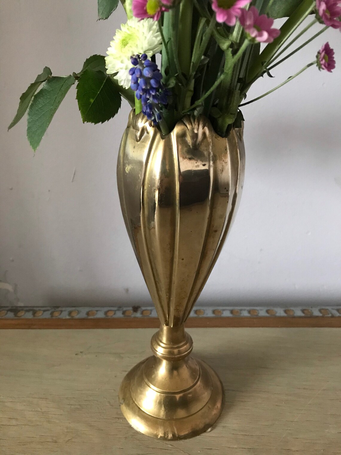 Art Deco heavy brass vase Etsy