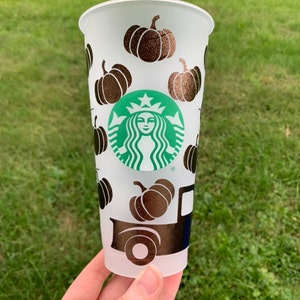 fall cup/ pumpkin cup/ fall truck cup/ starbuck cold cup/ harvest cup