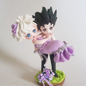 Custom Wedding Cake Topper, Personalized Handmade Chibi Figures, Clay Figurine Gift from photo for Bride and Groom, Doll Wedding Decoration