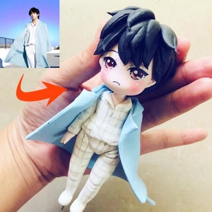 Aangepaste kleifiguur, aangepaste anime-beeldjes, personage Handgemaakte figuren klei, stripfiguren, gepersonaliseerde game-chibi-figuur