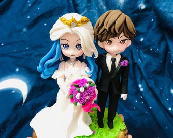 Custom wedding cake topper, Custom Bride & groom topper, Handmade Mr and Mrs topper, Doll Wedding Decoration from photos