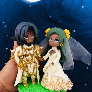 Custom Couple Figure, Personalized Handmade Chibi Figures, Wedding, Birthday Gift for Bride Groom Couple with dog/cat, Figurine Decoration