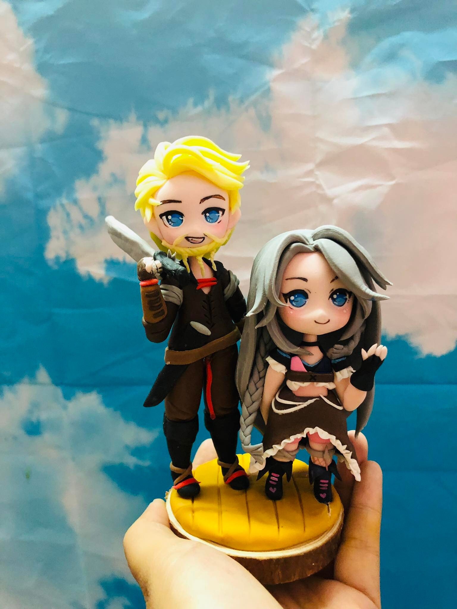 Custom Wedding Cake Topper, Personalized Handmade Chibi Figures, Clay Figurine Gift from photo for Bride and Groom, Doll Wedding Decoration