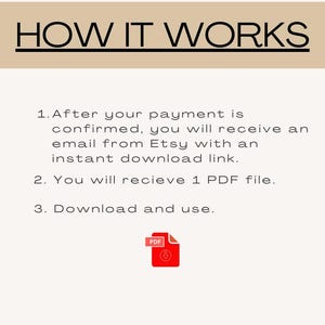 K&ouml;nnte beinhalten: So funktioniert's: Nach Best&auml;tigung Ihrer Zahlung erhalten Sie eine E-Mail von Etsy mit einem sofortigen Download-Link. Sie erhalten 1 PDF-Datei. Laden Sie sie herunter und verwenden Sie sie.