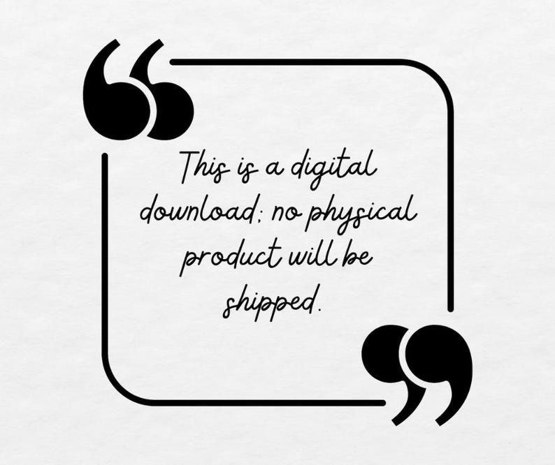 K&ouml;nnte beinhalten: Schwarz-wei&szlig;er Text in einem quadratischen Rahmen mit Anf&uuml;hrungszeichen. Der Text lautet: "Dies ist ein digitaler Download: Es wird kein physisches Produkt versandt."