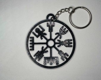 Vegvisir Zauber: Schlüsselanhänger 3D-gedruckt - Mystisches Symbol der nordischen Mythologie für Schutz und Orientierung