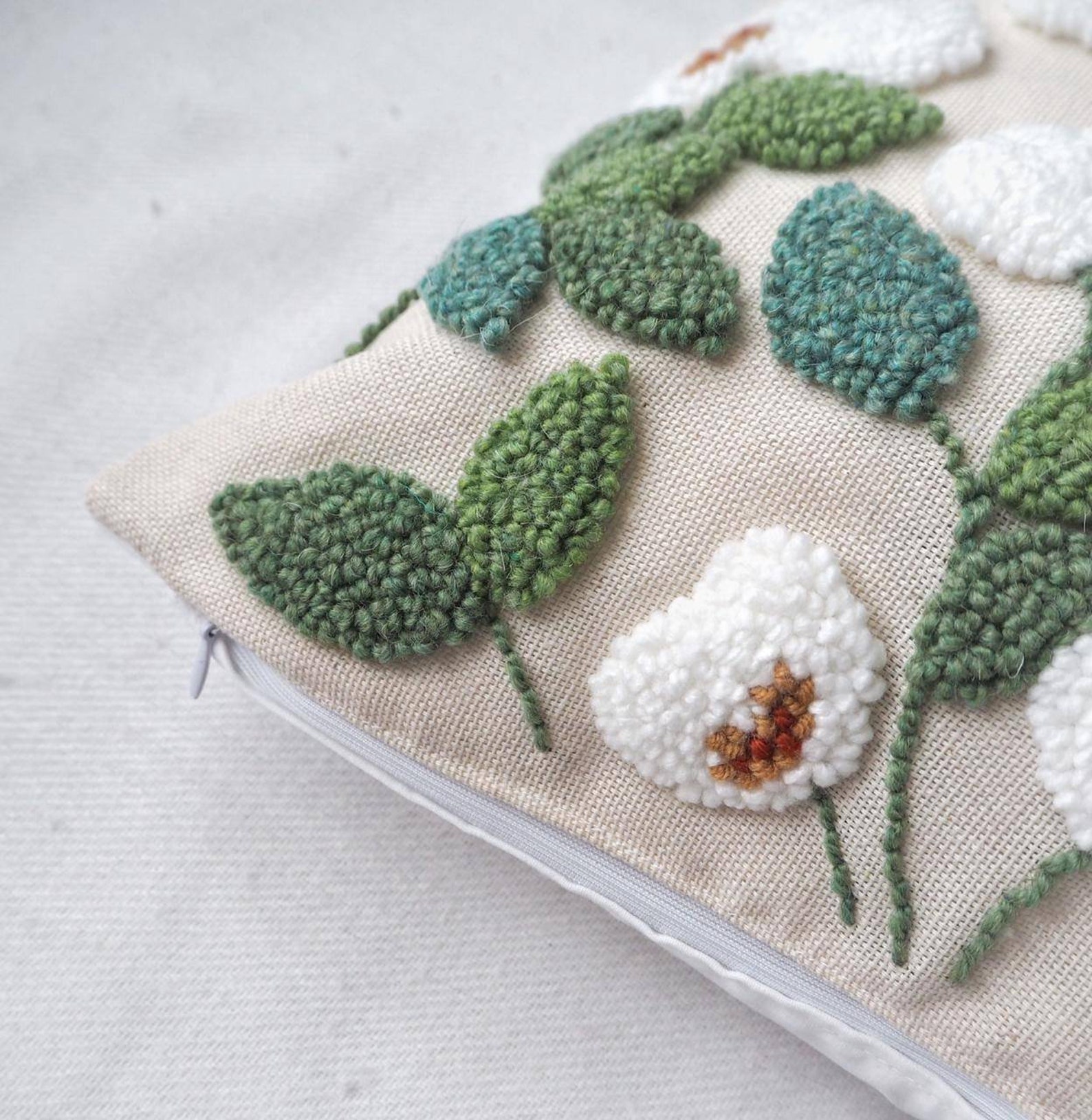 Punch Needle Floral Cushion Cover Floral Pillow Scatter Etsy