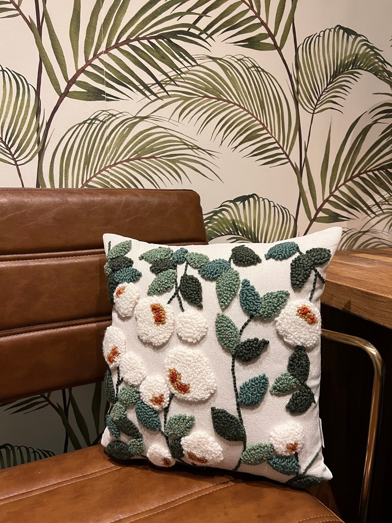 Punch Needle Floral Cushion Cover, Floral Pillow, Scatter Floral