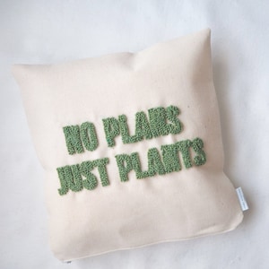 Funda de cojín de punzón de cita, No hay planes, solo plantas, almohada de lanzamiento divertida, almohada de letras, citas sobre la vida, aguja de punzonado, almohada de lanzamiento única