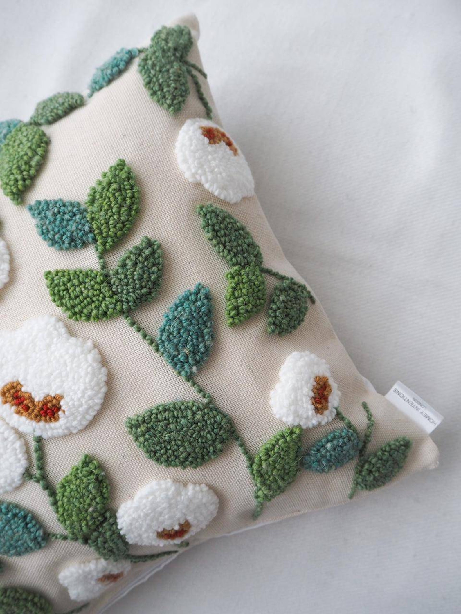 Punch Needle Floral Cushion Cover, Floral Pillow, Scatter Floral