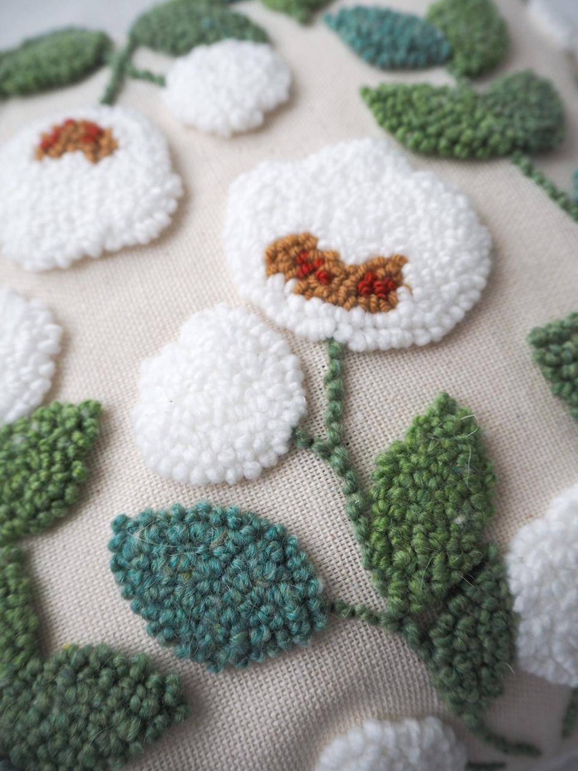 Punch Needle Floral Cushion Cover Floral Pillow Scatter Etsy UK