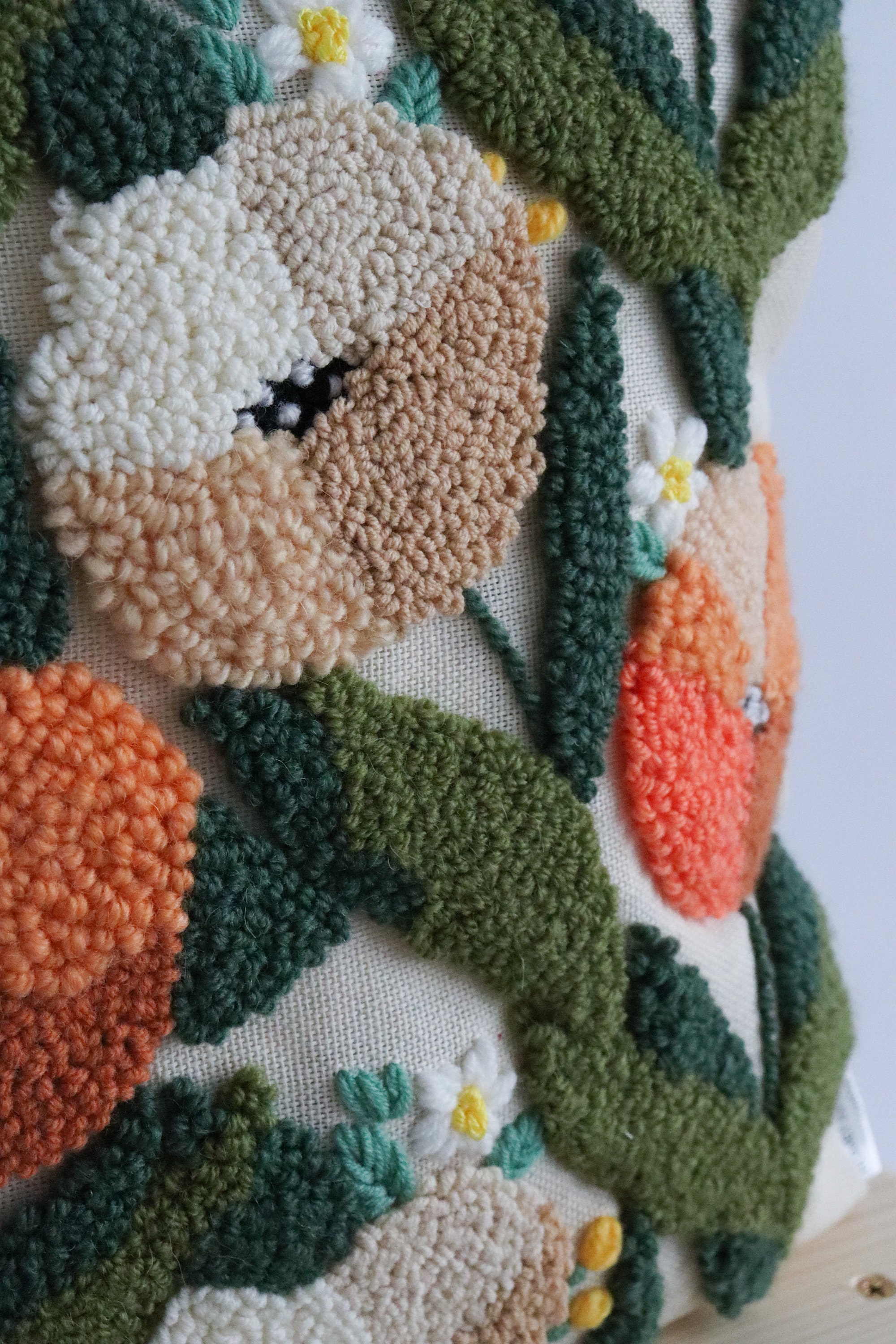 Poppy Organic Cotton Abstract Crochet Throw Pillow - Organic Tufted Decor
