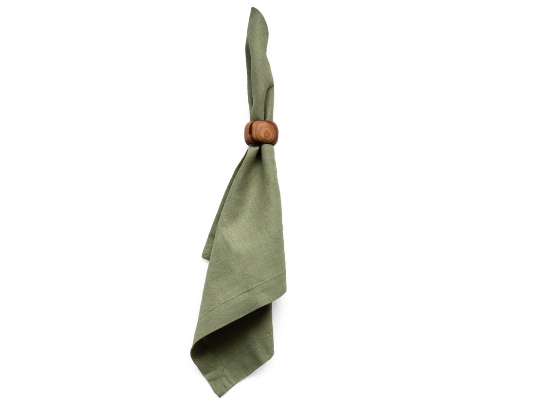 Olive Green Linen Napkins Set of 4 Cloth Napkin Set Etsy