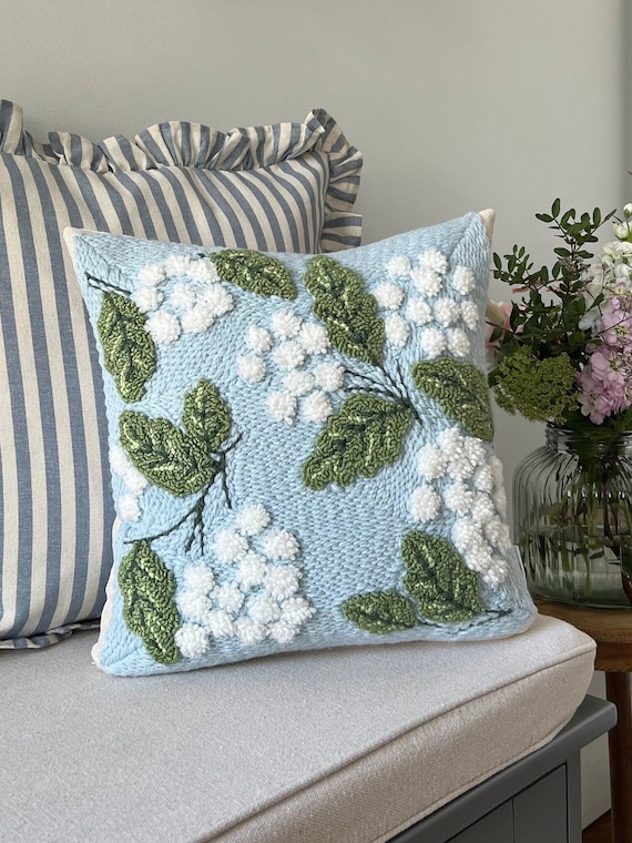 Blue flower pillow discount