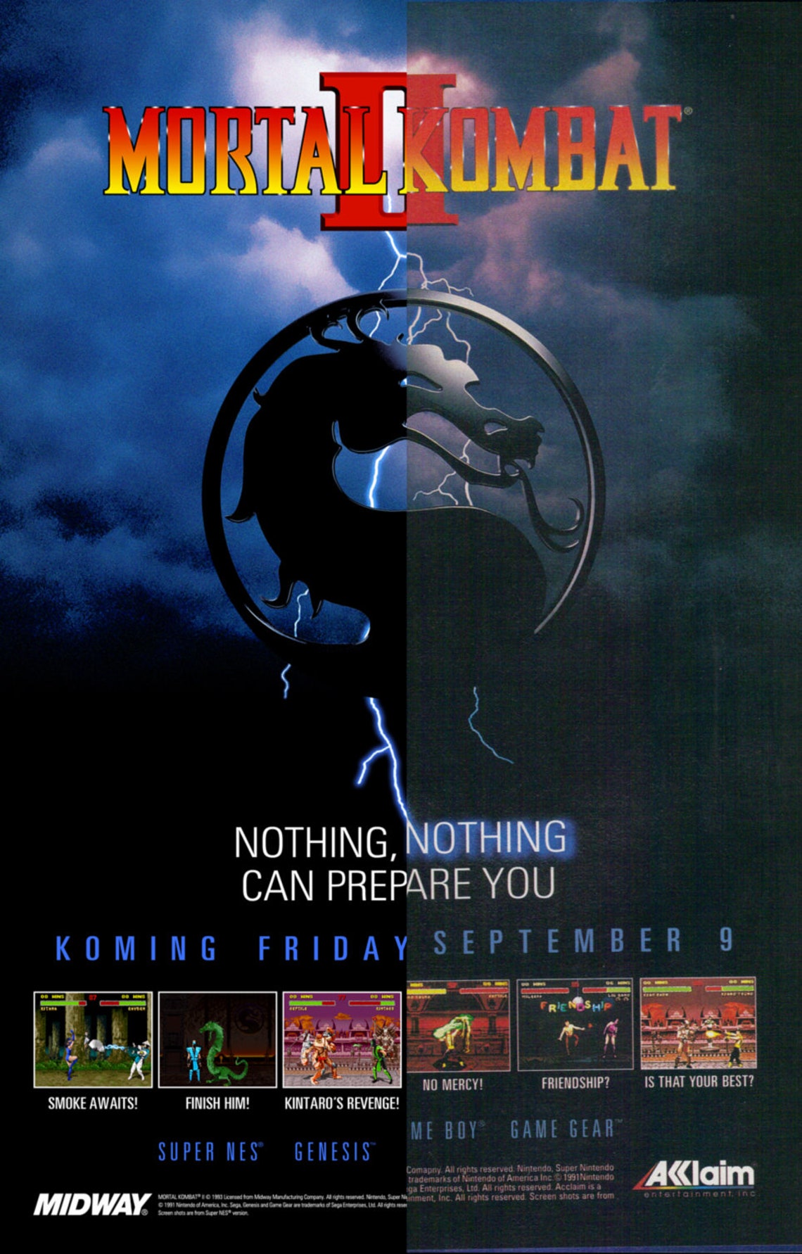 Mortal Kombat II Magazine Ad 1994 24x36 Poster. | Etsy