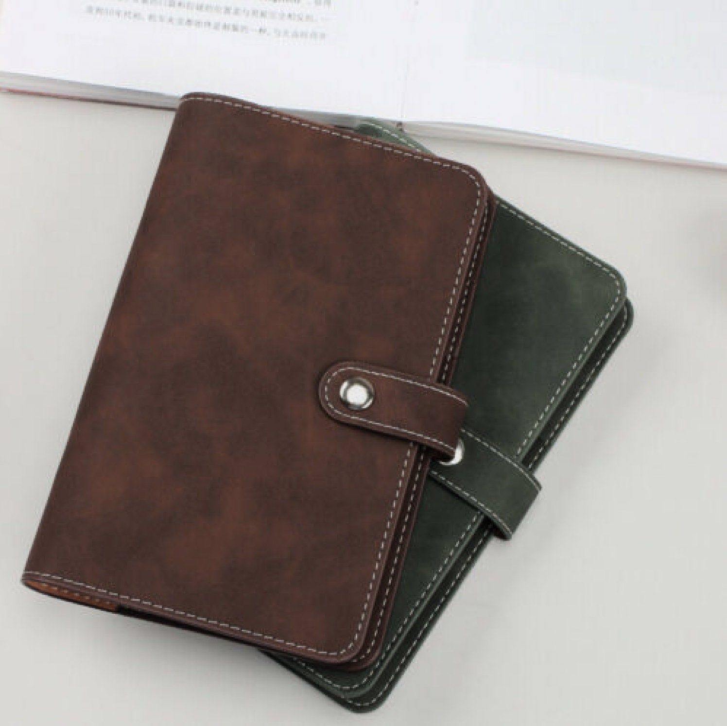 Green portfolio A4, Document holder, Italian leather portfolio, conference  folder, 3 ring binder, Leather padfolio with handle