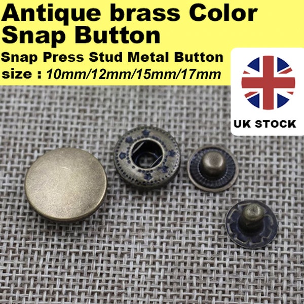 Antique brass Color Snap Button / Snap Press Metal Button / 10mm / 12mm / 15mm/ 17mm